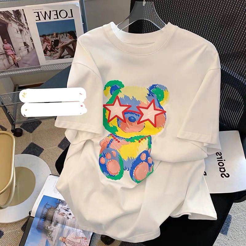 Overtee Tshirt Oversize Wanita Motif Bear Bintang - 100% Import