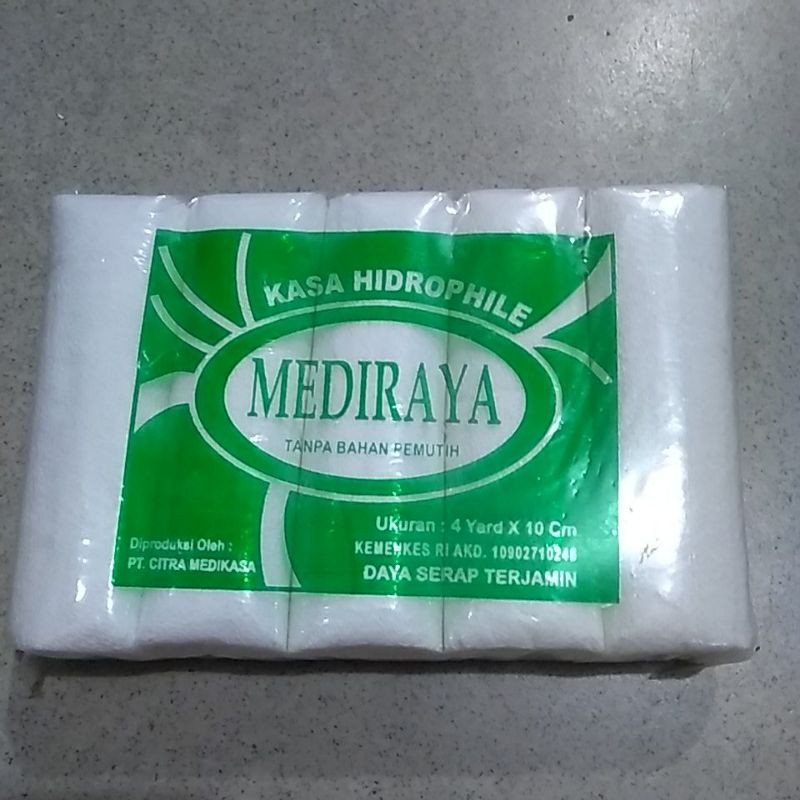 Mediraya Kasa Perban Gulung (panjang) / Kasa hidrofil / perban kain / kain kasa