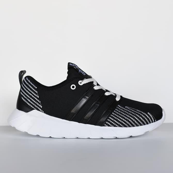 Sepatu Sport Adidas Questar Flow Sneaker Running Casual Pria Hitam - HITAM PUTIH, 39