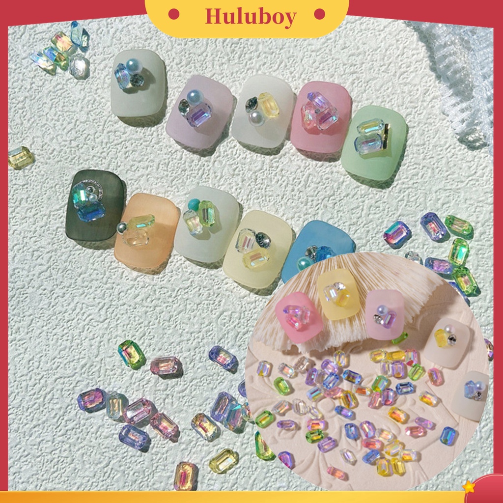 Huluboy Huluboy♡ 100pcs / Set Ornamen Berlian Imitasi 3D Model Belakang Datar Untuk Manicure