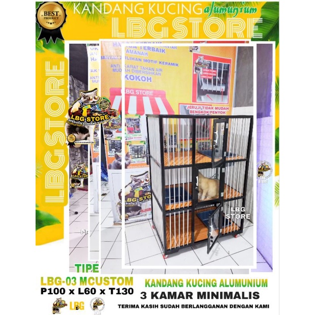 Kandang Kucing 3 Kamar minimalis alumunium termurah