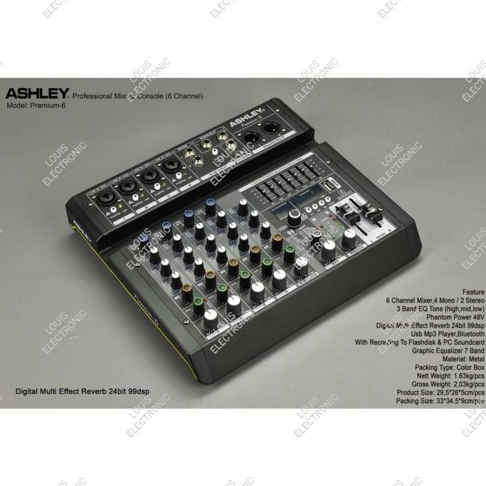 Mixer Audio Ashley Premium 6 (6 Channel) Record + Soundcard, Bluetooth