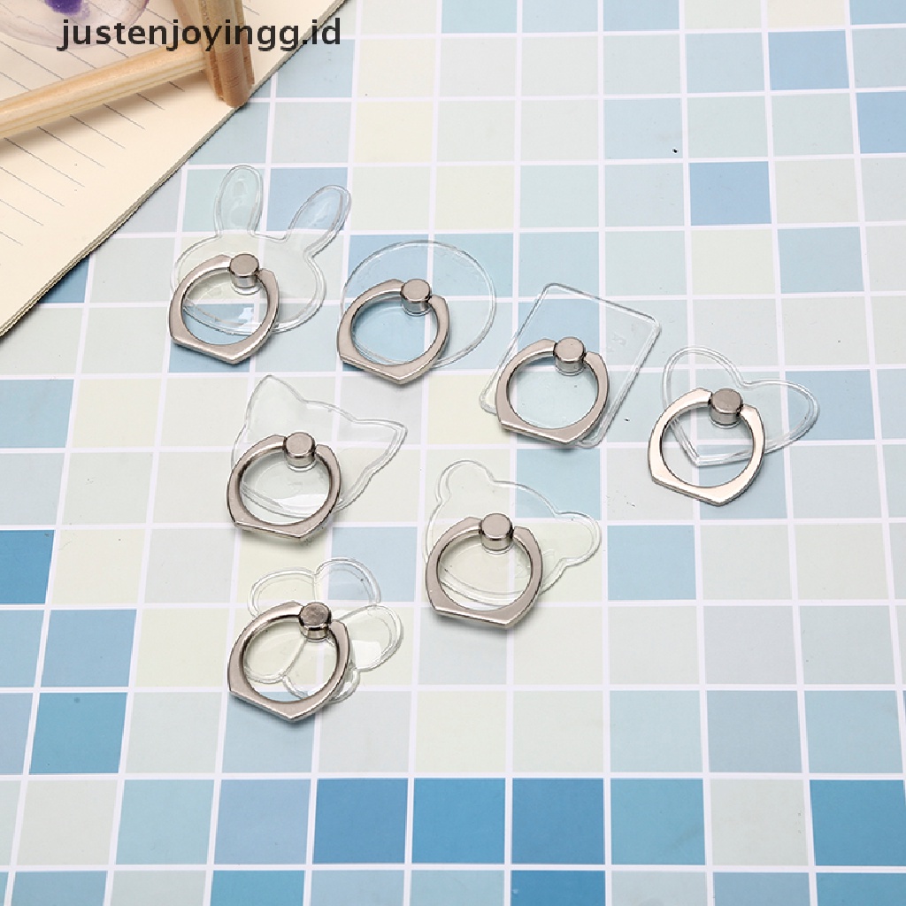 // justenjoyingg.id // 1pc cute transparent phone finger grip rotating ring stand holder accessories ~