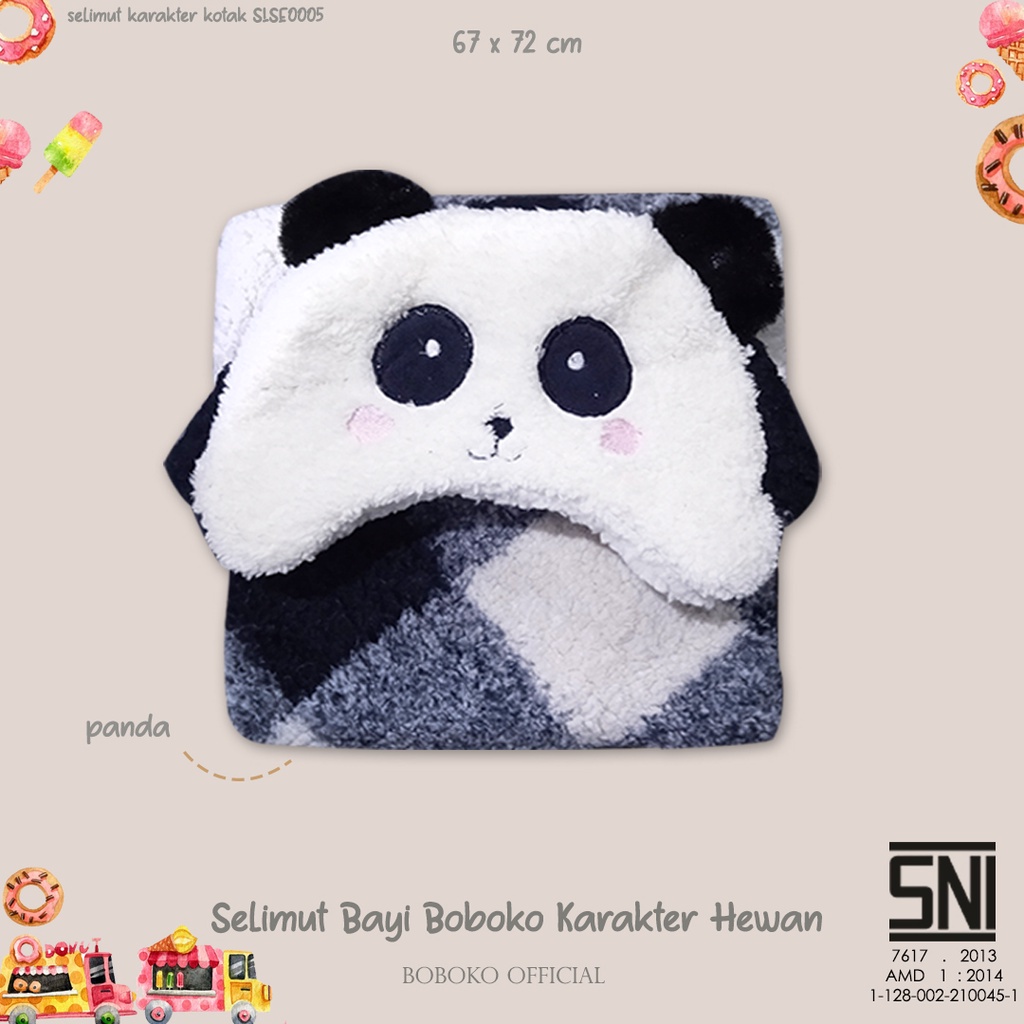 BOBOKO Selimut Bayi Karakter Hewan Premium 67x72 cm SLMT1