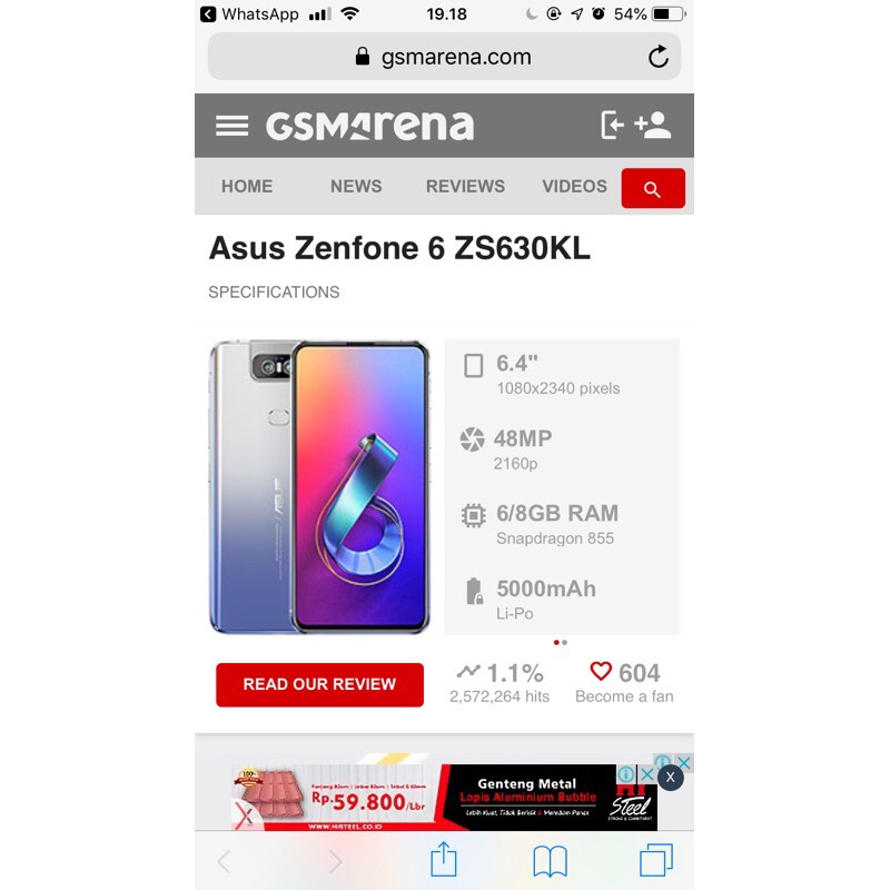 Asus Zenfone 6 ZS630KL SECOND