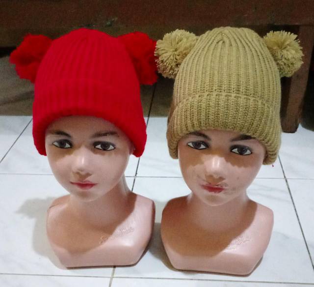 Topi Kupluk pompom kupluk bayi pria wanita GRATIS bordir nama sendiri suka suka | Topi Kupluk pompom anak