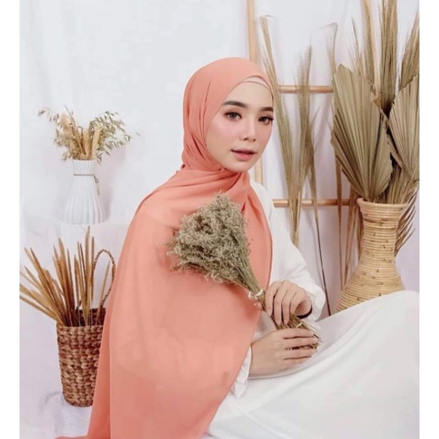 Jilbab Pasmina Inner 2 in 1 Ceruty Babydoll Polos 175 x 75 CM