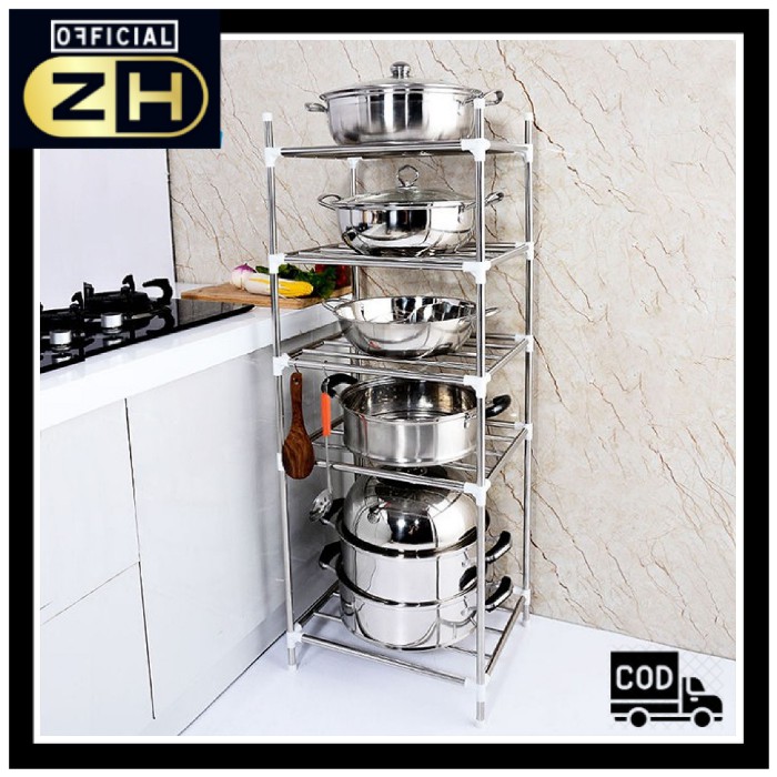 Rak Dapur Stainless Steel 5 Susun Rak Panci 5 Susun Rak Dapur Stainless Steel 5 Susun Rak Panci 5 Susun