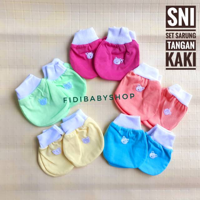 SNI Sarung Tangan Bayi Set Sarung Kaki Murah Perlengkapan Baby Baru Lahir Newborn Unisex Motif Lucu