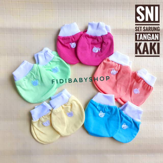 SNI Sarung Tangan Bayi Set Sarung Kaki Murah Perlengkapan Baby Baru Lahir Newborn Unisex Motif Lucu