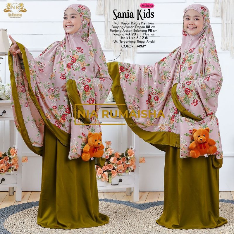 mukena sania kids - mukena anak 5-12th -mukena ansk motif lucu