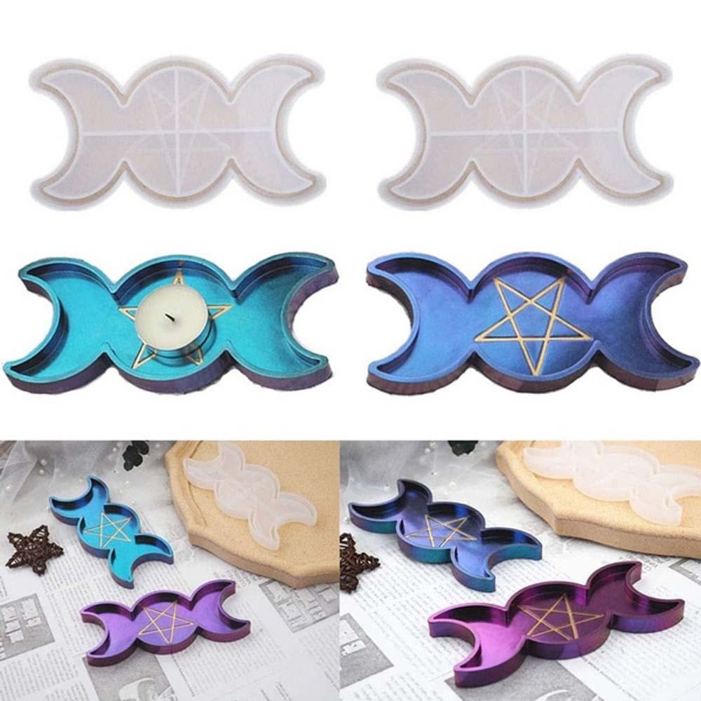 Lanfy Cetakan Silikon Buatan Tangan Kristal Matahari Fase Bulan Kotak Moon Silicone Pentagram Ornaments