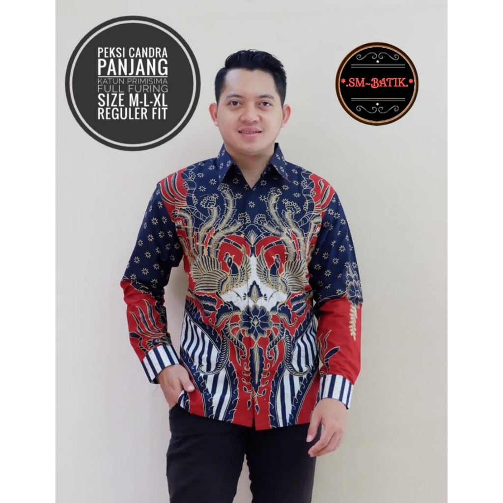 PEKSI CANDRA Kemeja Batik Pria Lengan Panjang Katun Halus FULL FURING SM Batik