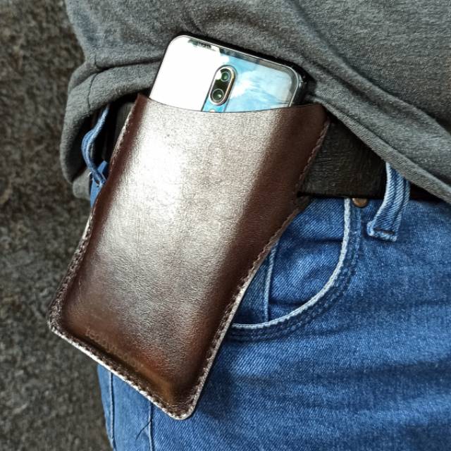 SARUNG HP PINGGANG KULIT ASLI PREMIUM FREE UKIR NAMA