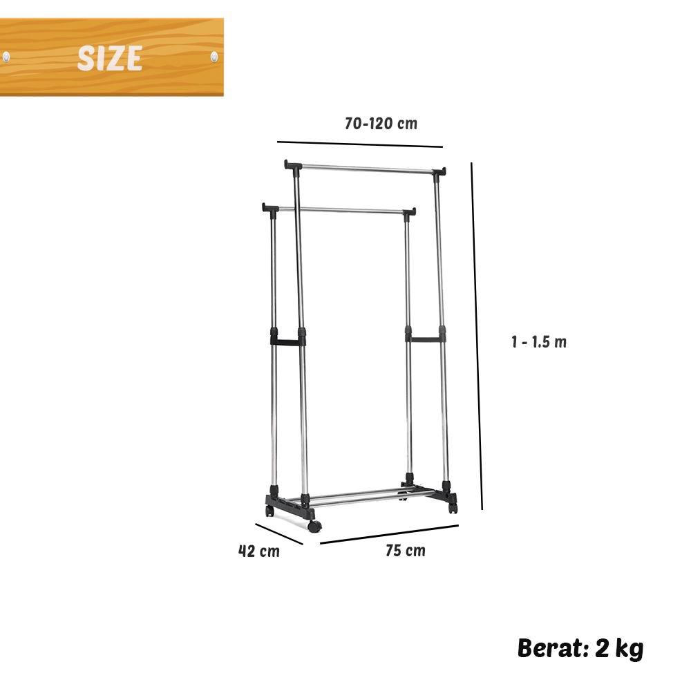 Stand Hanger Gantung Double Rak HHP-279