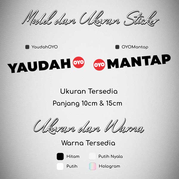 Stiker Yaudah OYO / Sticker  Yaudah OYO / Stiker Viral Yaudah OYO / Sticker Motor Yaudah OYO Glossy Waterproof / Sticker Hologram Yaudah OYO