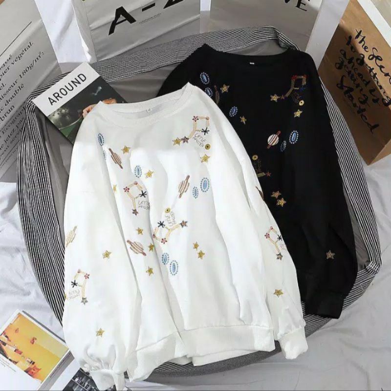 Sweater Wanita Basic Oversize | Galaxy Star Sweater Style Korean | Sweater Size M.L.XL Blouse