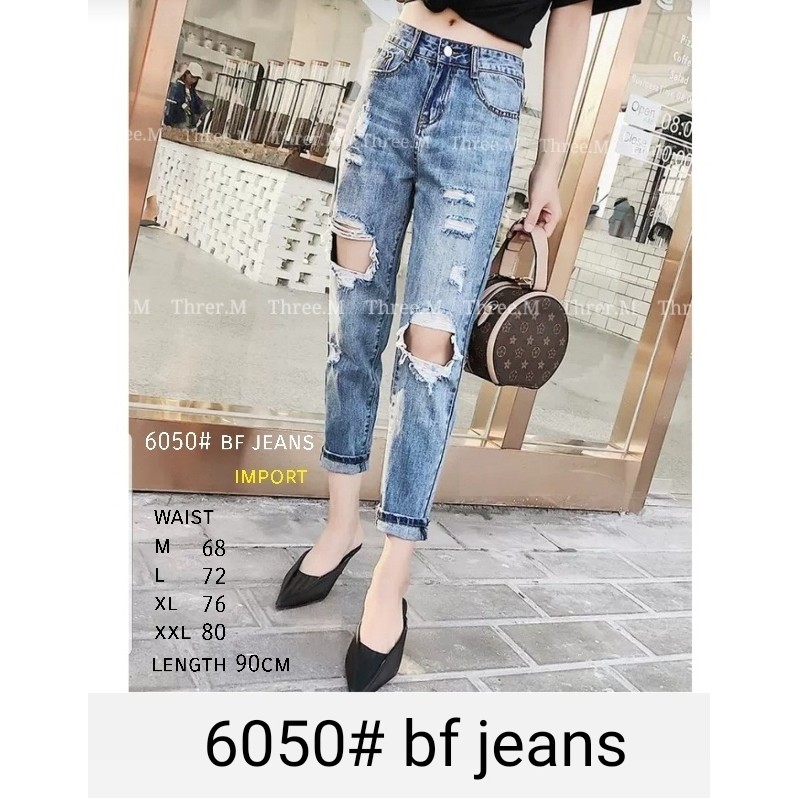 { VIRAL } 6050# bf jeans robek 3M$ three M fashion pakaian wanita