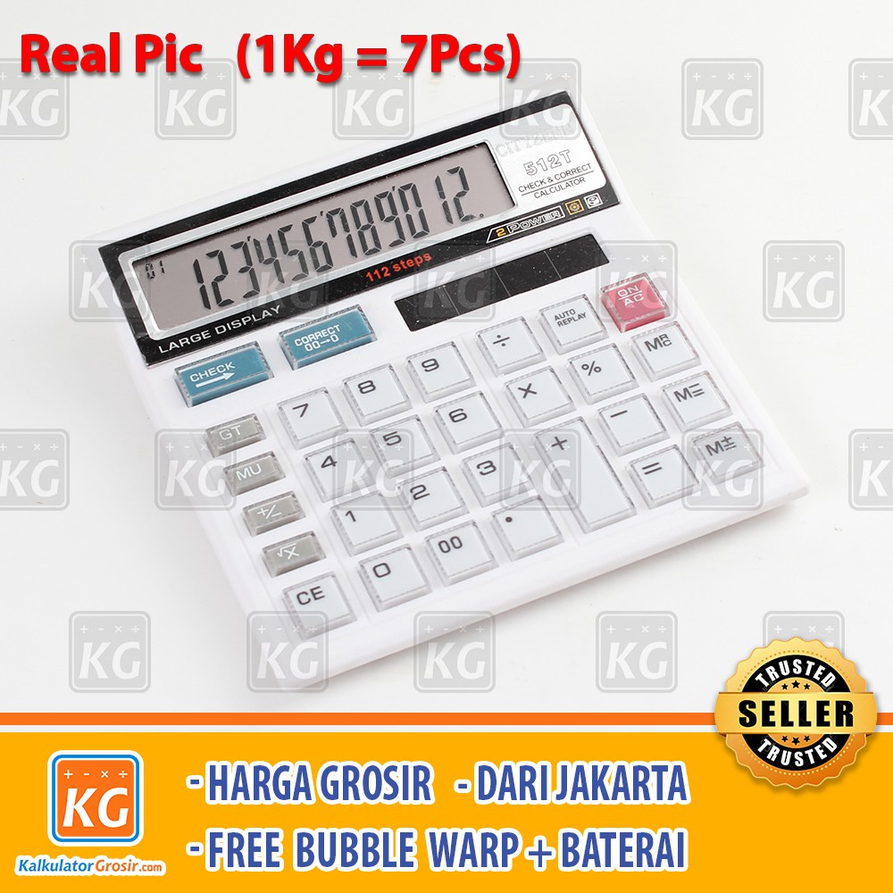 [BAYAR DI TEMPAT] Kalkulator Cityzenn 512 12 Digits / Calculator 512 Cek Ulang 12 Angka Putih