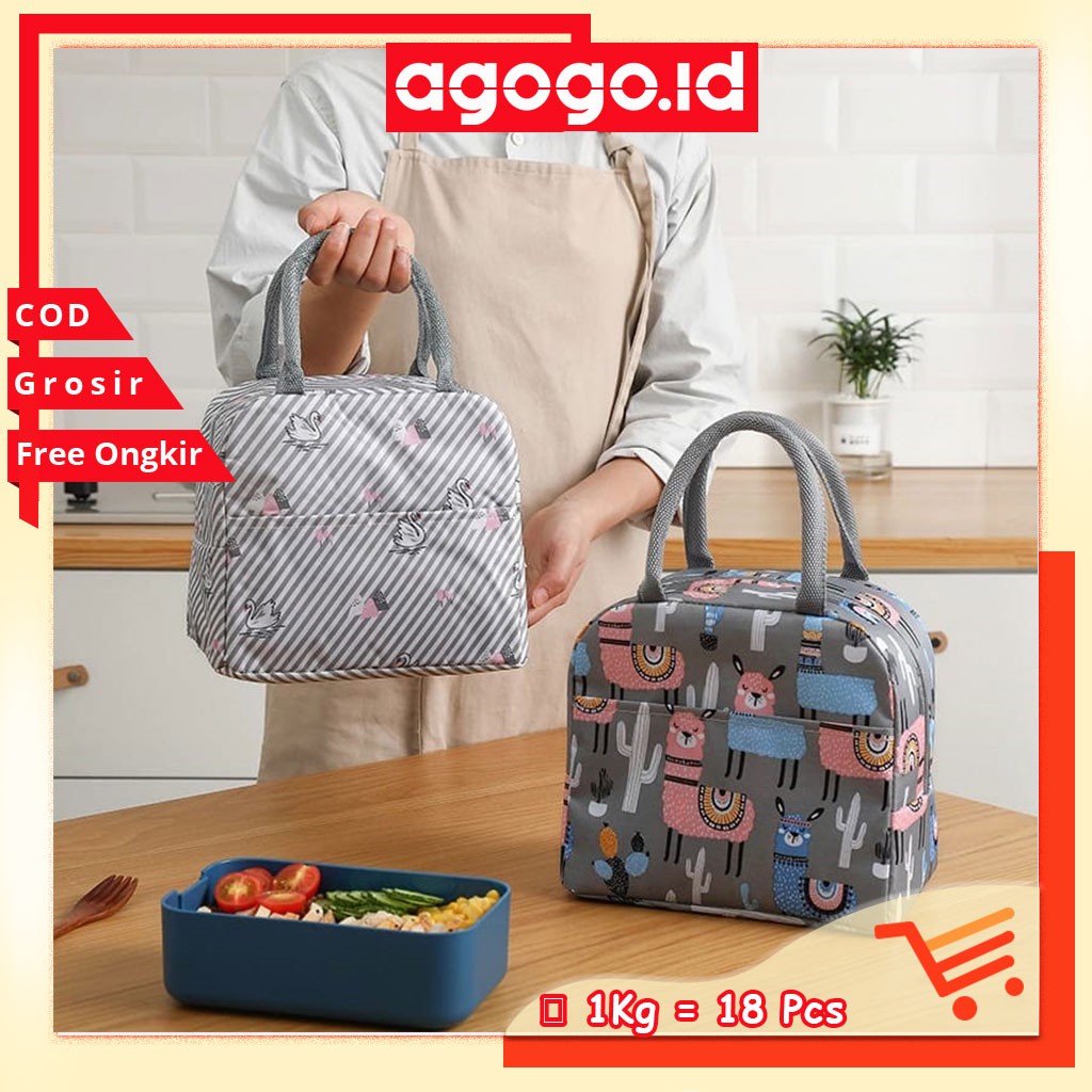 Tas Bekal Makan Model Resleting / Lunch Cooler Bag / Tote Bag / Tas bekal anti Panas