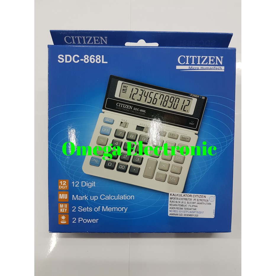 

Promo ORIGINAL Citizen Calculator SDC 868L Kalkulator Desktop Meja Kantor by LARVA