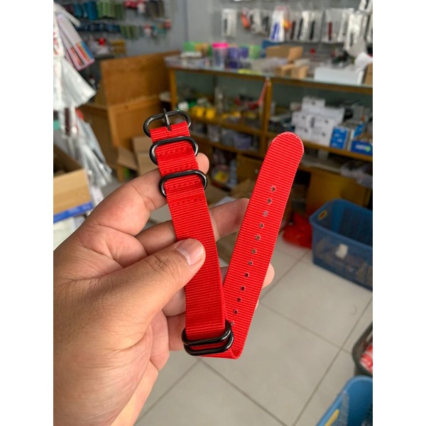 Strap Tali Jam Tangan Kanvas Nato Zulu merah 20MM