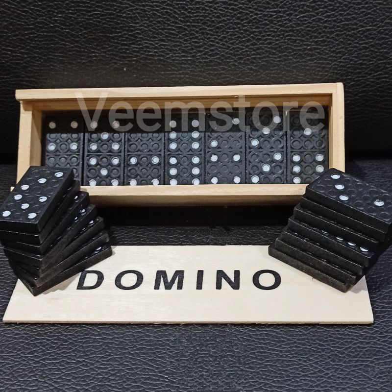 Mainan Kartu Domino Gaple Game Board Plastik dlm Kemasan Kotak Kayu [28pcs]