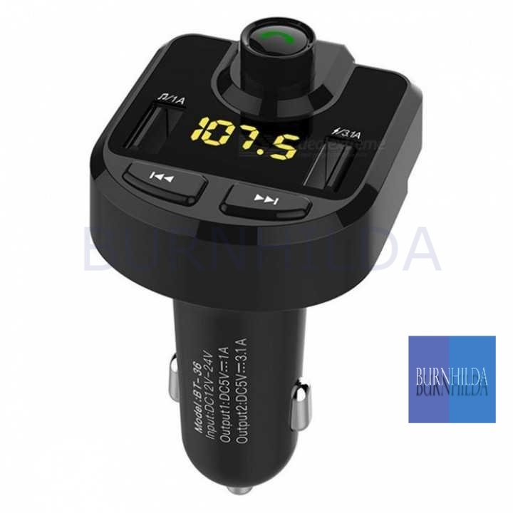 Bluetooth Handsfree Car Kit with FM Transmitter 3.1A 2 USB Port mobil motor burnhilda