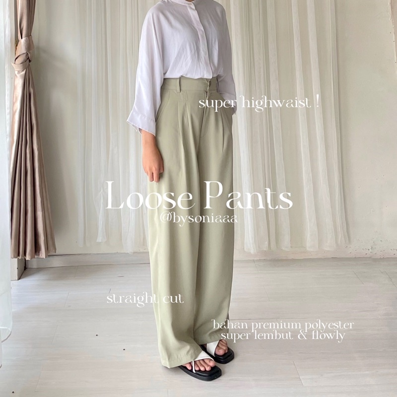 Loose Pants Rosalie | Celana Kulot Trousers Wanita - Anti Kusut