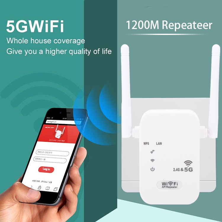 Wifi Repeater 1200Mbps Access Point Wireless WiFi Signal Range Extender  ALAT PENGUAT SIGNAL WIFI