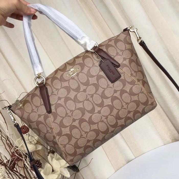 TAS COACH Small Kelsey Signature KHAKI SADDLE ORIGINAL COACH 28989