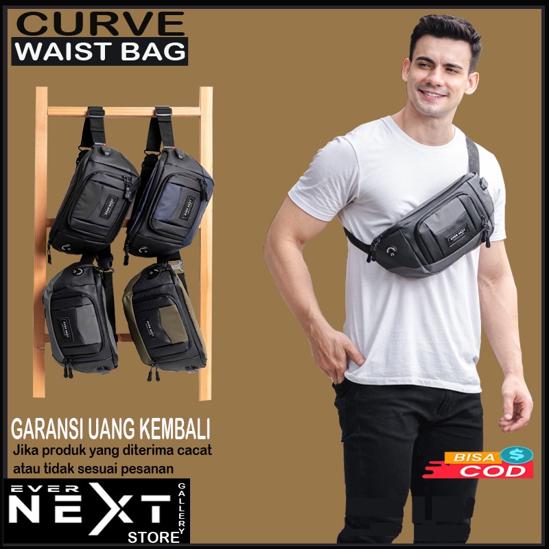 Tas Waist bag pria original slempang cowok kualitas import murah terbaru tas selempang salempang pinggang pria original waitsbag cowok waisbag pria Curve series