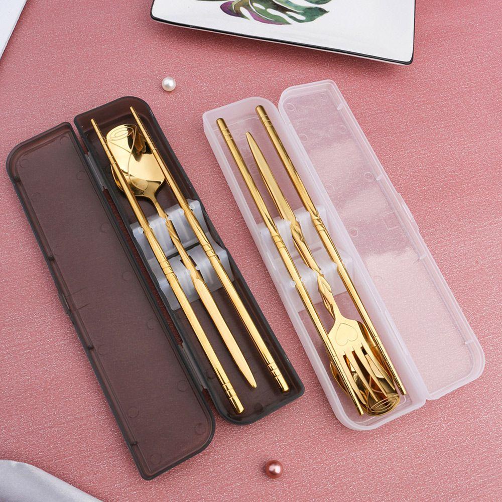 Top Cutlery Set Portable Stainless Steel Set Peralatan Makan Sendok Garpu Sumpit Set