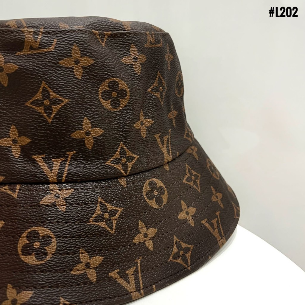 TOPI Monogram Leather Cap Hat One Size L202