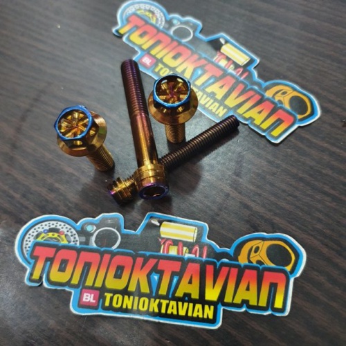 Unik baut probolt gold flower honda universal untuk breket kaliper nissin dll brembo monoblok untuk 