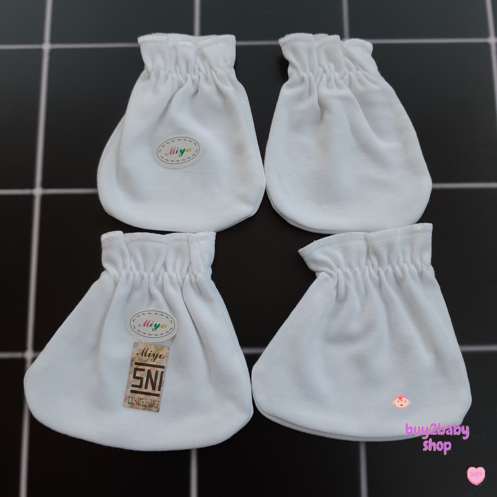 Sarung tangan dan kaki bayi newborn MIYO Premium Pearl White 1 PCS