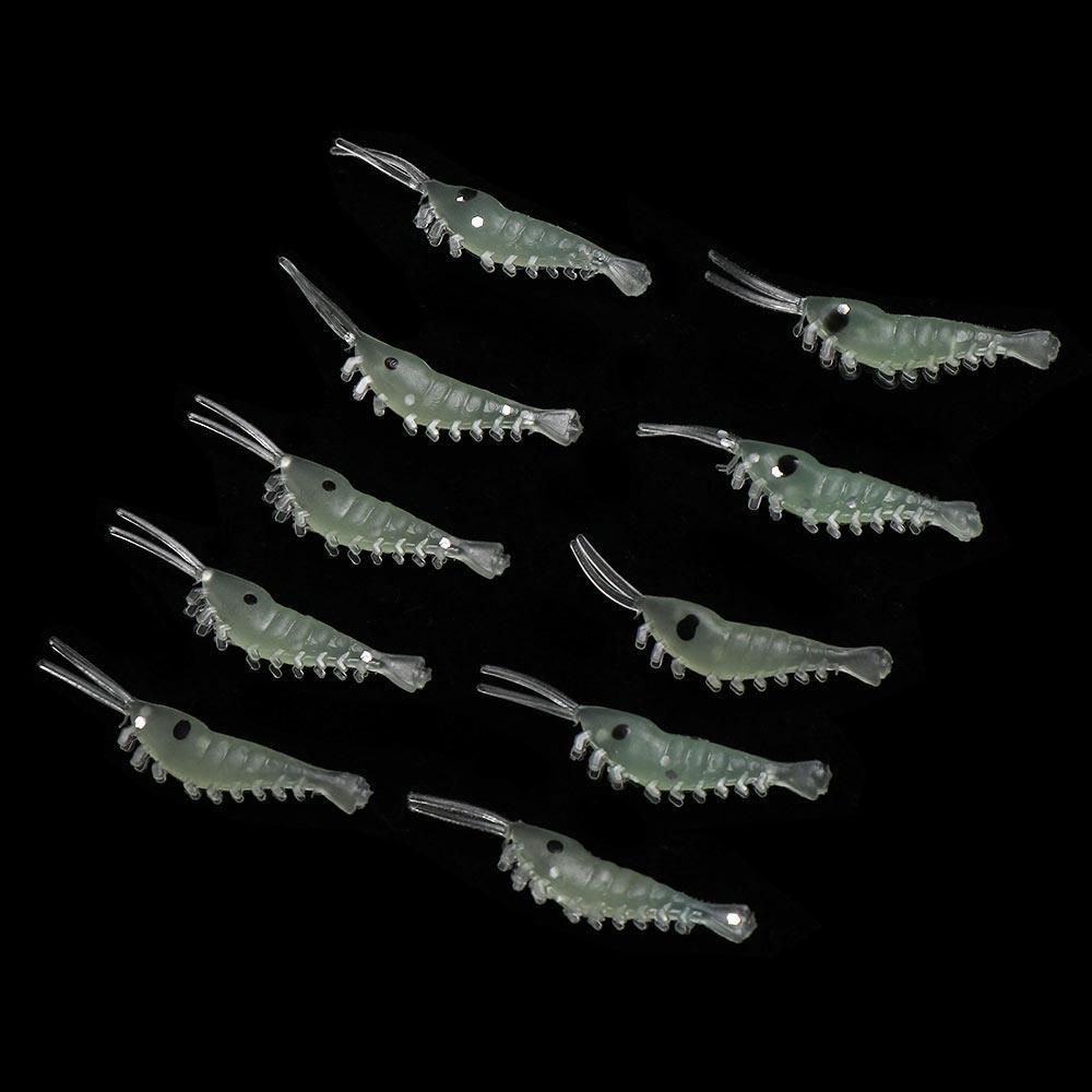 Nanas10 /20 /30/50pcs Luminous Udang Umpan Pancing Portabel Biomimetik Kreatif 3cm Kait Cacing Silikon