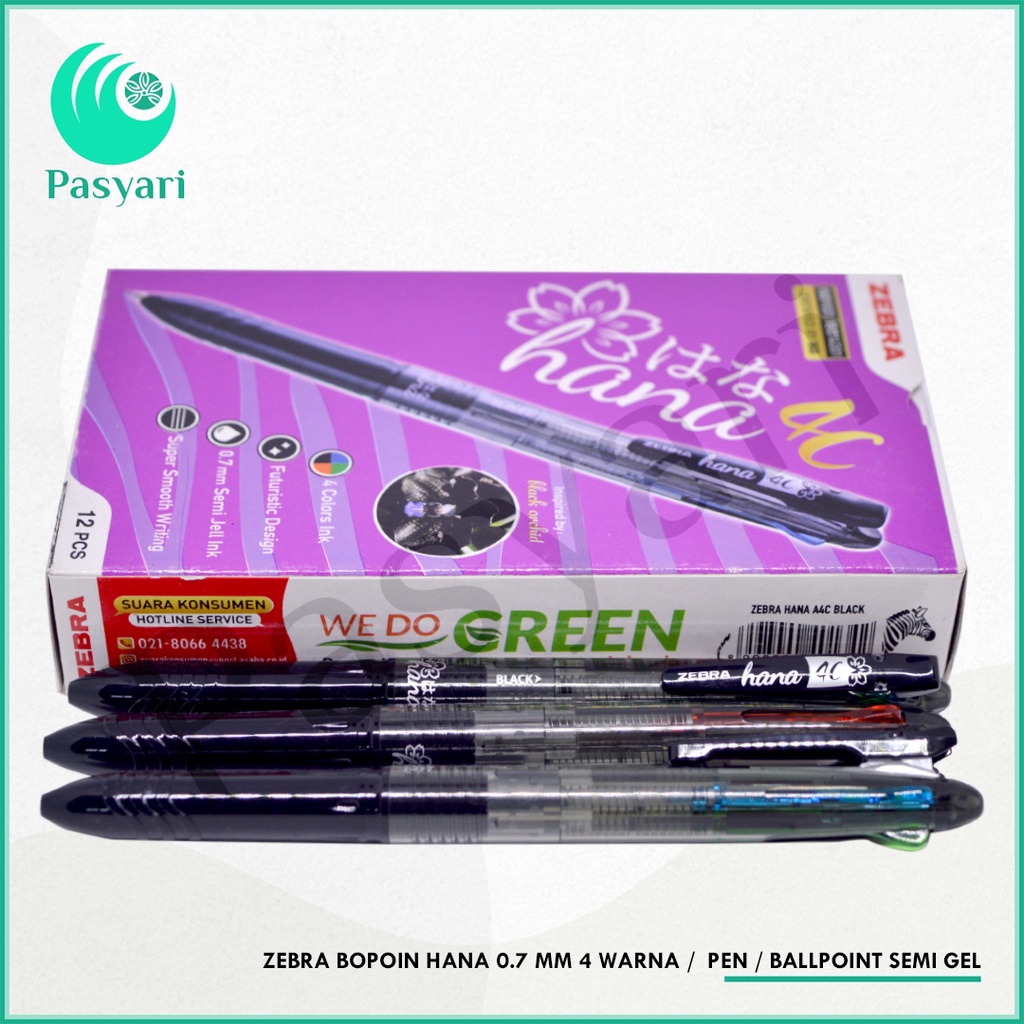 

Zebra Bopoin Hana 0.7 mm 4 warna / Pen / Ballpoint Semi Gel