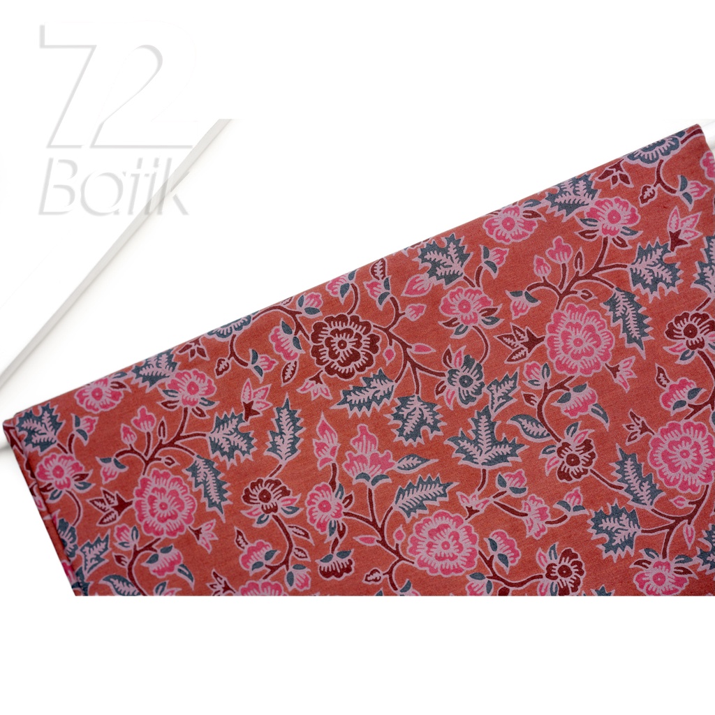 KAIN BATIK KATUN Premium Motif Kembang Warna Merah Merah Muda Hitam 727365 Cap 72 Jarik Jarit Samping Kebat Panjang Batik Katun Modern Premium Bahan Seragam Batik Pernikahan Kantor Keluarga Murah Kamen Jadi Batik Bali Lembaran