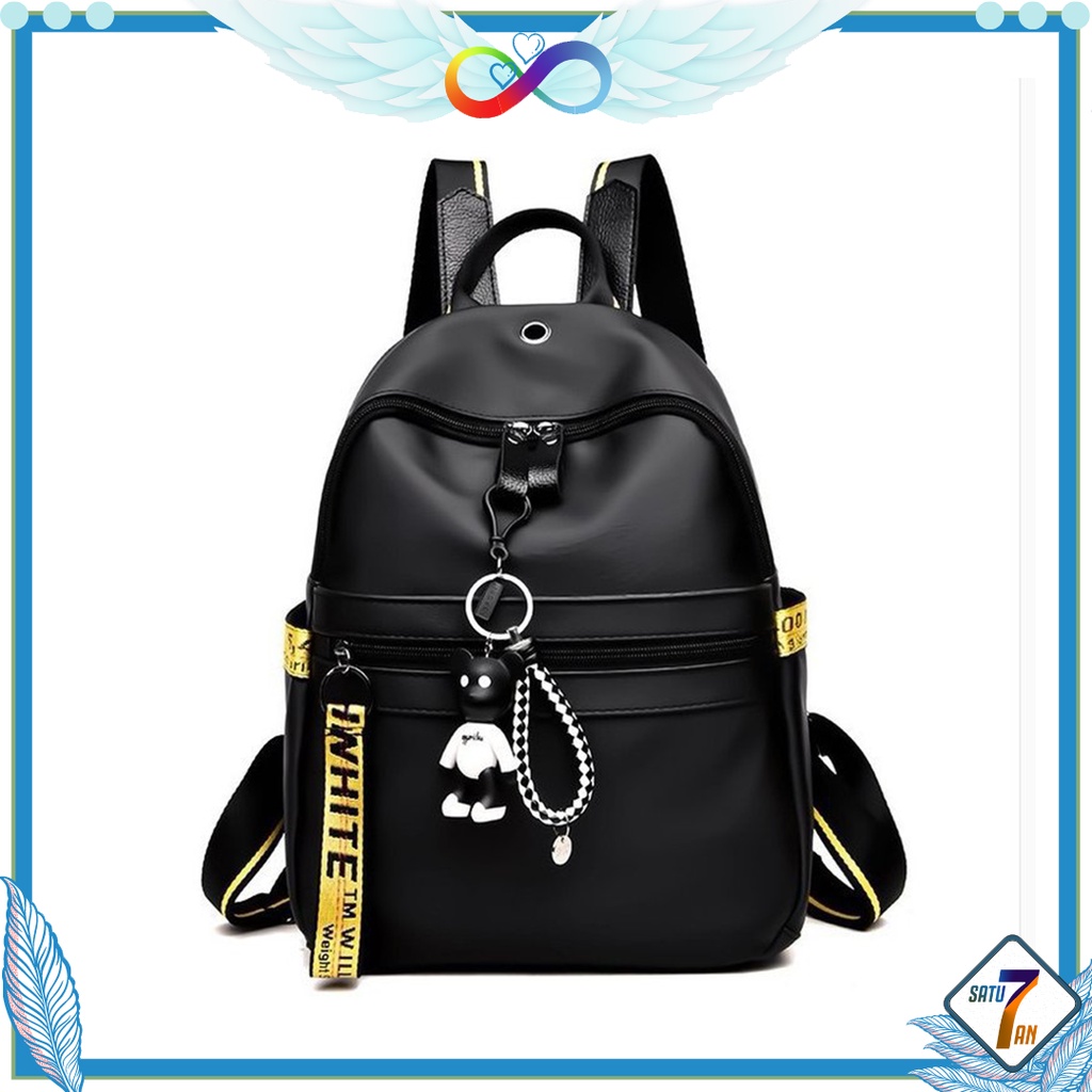 Satu7an T248 Tas Ransel Wanita Free Gantungan Fashion Korea Kasual Backpack Cewek Tas Punggung Multifungsi Kulit PU