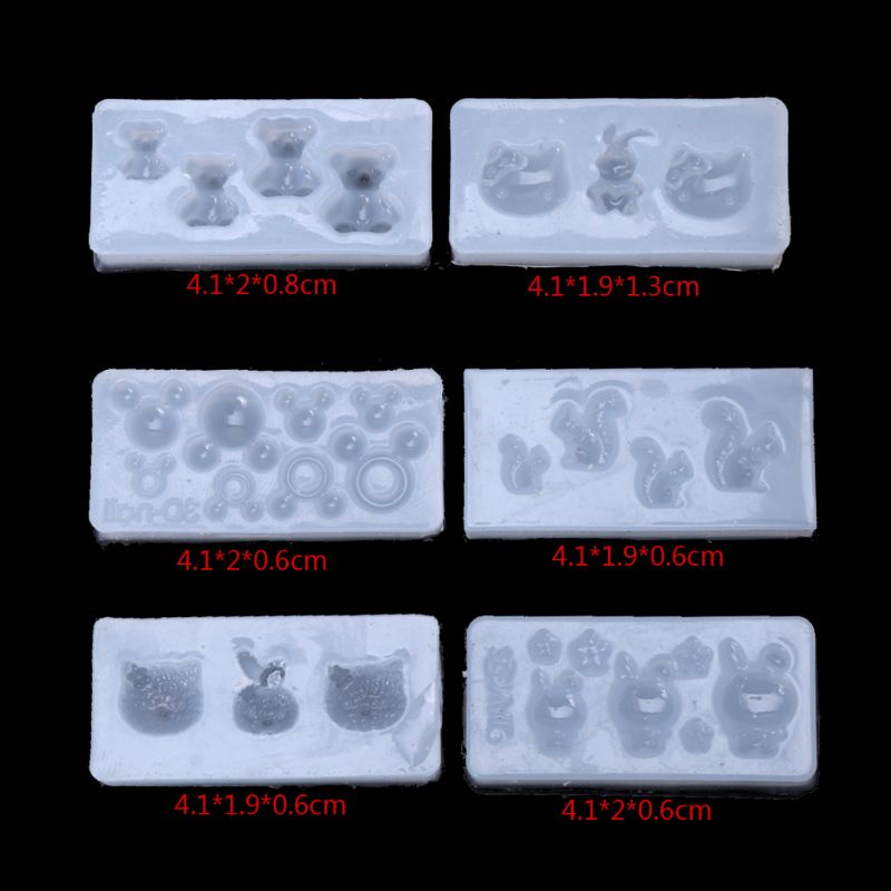 SIY  6Pcs 3D Animal Silicone Nail Art Decor Resin Cabochon Jewelry Pendant Mold Set