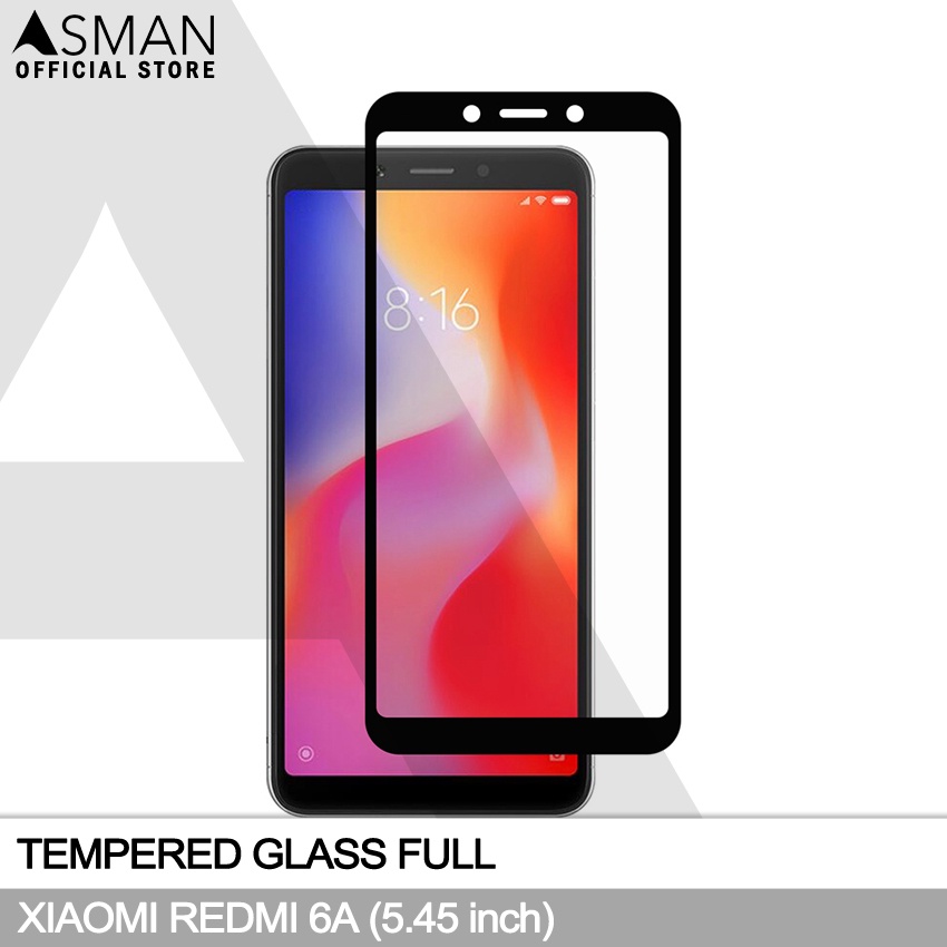 Tempered Glass Full Xiaomi Redmi 6A (5.45&quot;) | Anti Gores Kaca - Hitam