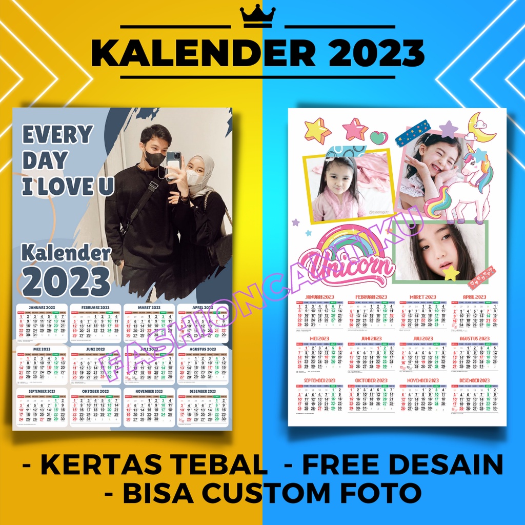 Jual CETAK KALENDER DINDING 2023 CUSTOM FOTO MURAH | Shopee Indonesia