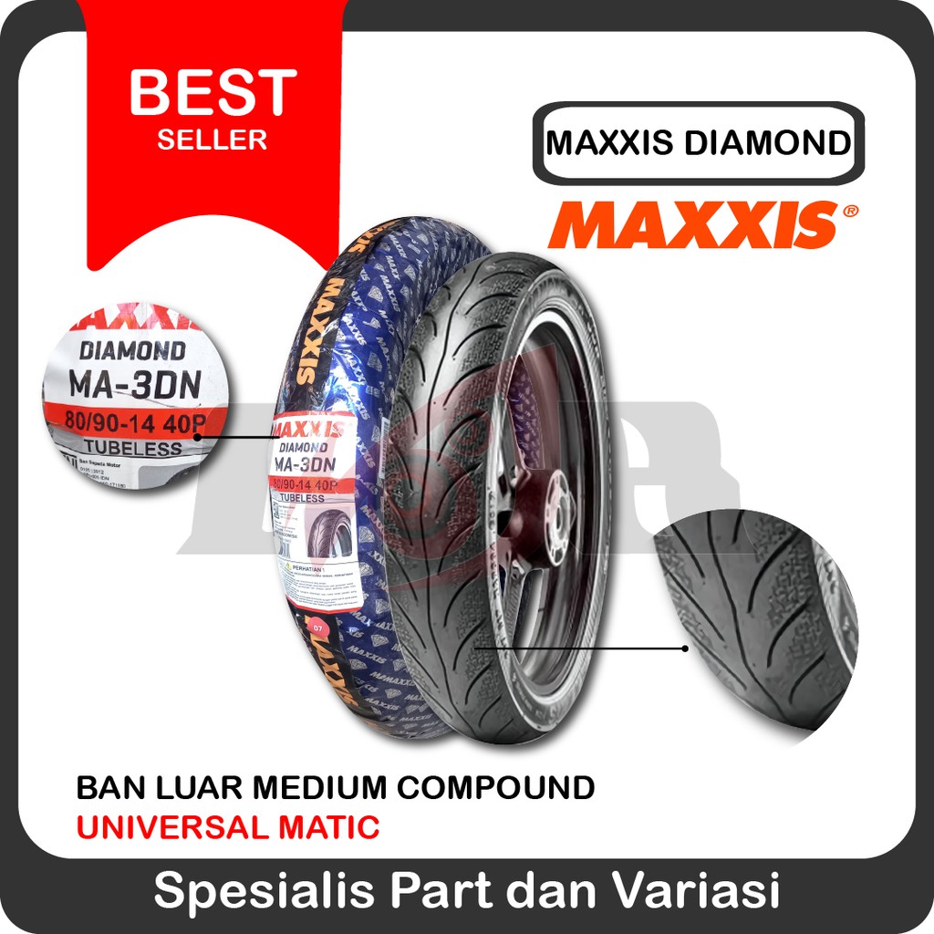 Maxxis 80/90-14 MA3DN Ban Tubeless Motor Matic Matik MA 3DN