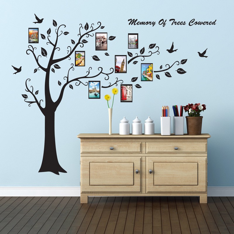 AURA - Wall Sticker Ukuran Besar - Wallstiker - Stiker Dinding - Wall Sticker Pohon Bingkai Hitam