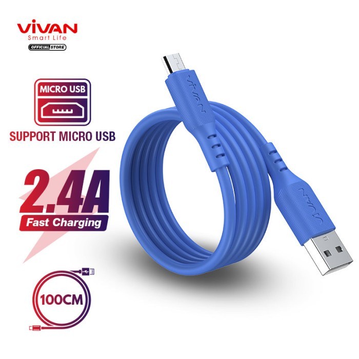 Kabel Data Vivan VSM100 - Micro USB 2.4A Quick Charge