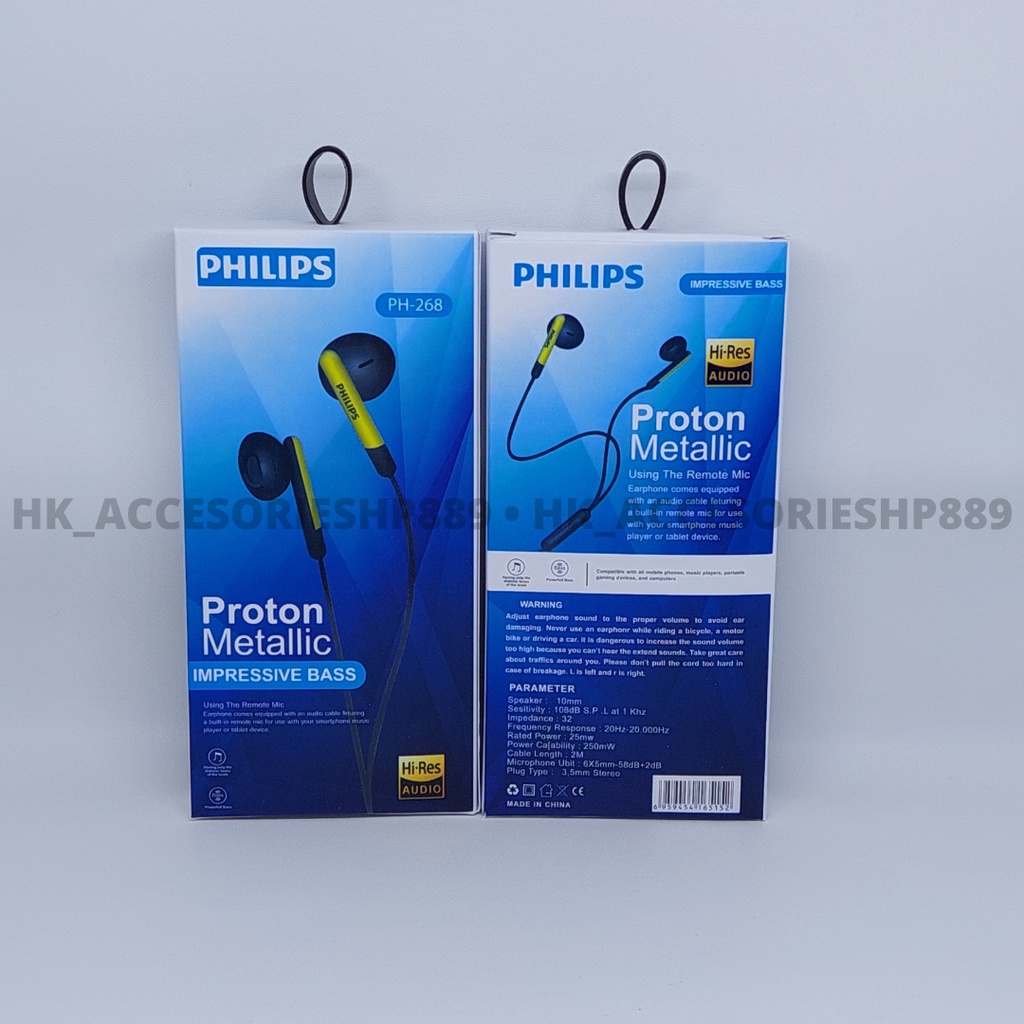 Headset Philips QP-268 Proton Metallic With Microphone