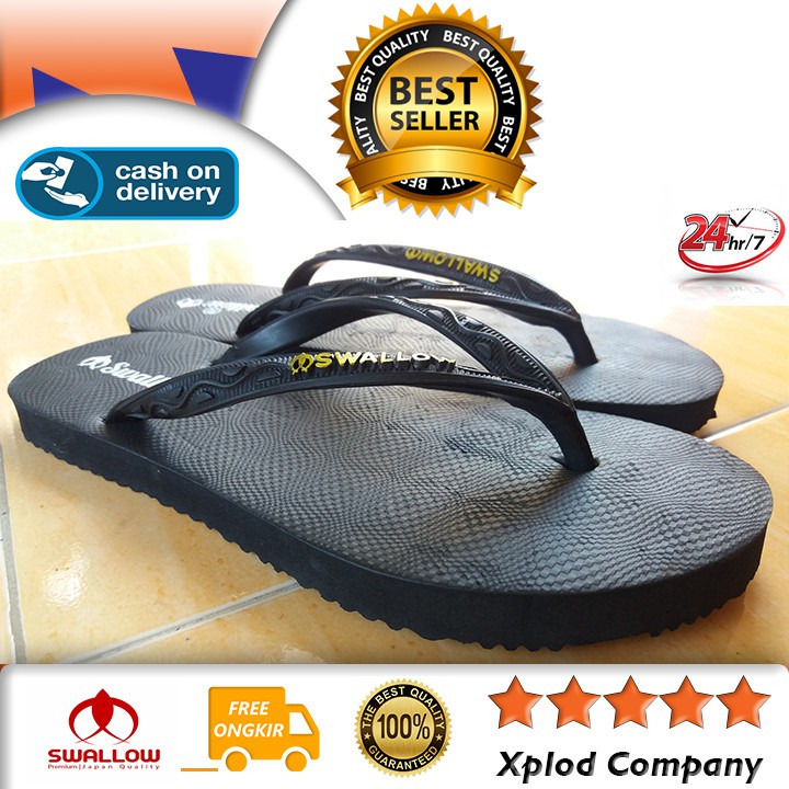 Sandal Jepit Wanita Swallow Nice Size 10 Hitam Polos Sandal Wanita Terlaris Sandal Wanita All Black