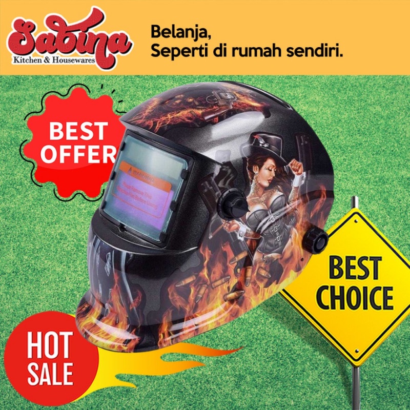 Topeng Helm Masker Kedok Kacamata Las Auto Darkening Gelap Otomatis HW