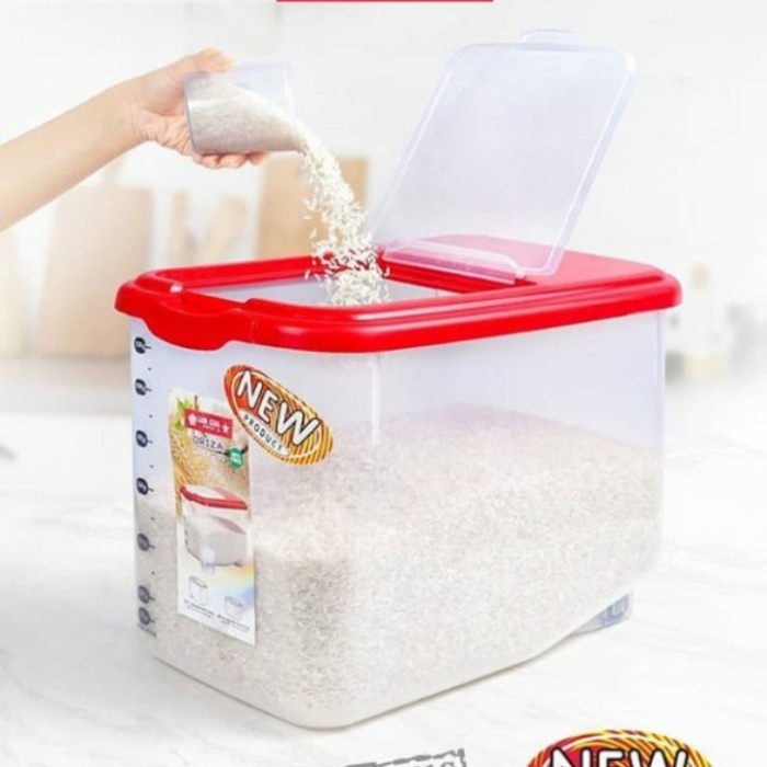 Tempat Beras Oriza Rice Box 12,5 kg RB-17 Lion Star + gelas takar